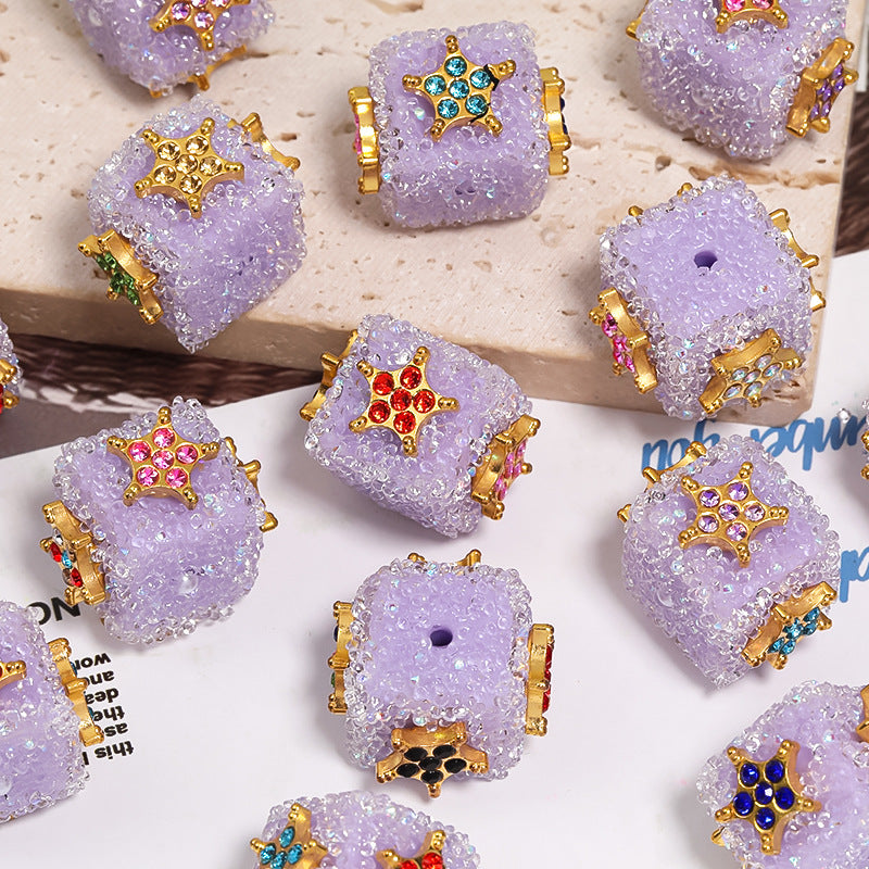 Wholesale 5pcs Diy Heavy-duty Soft Sugar Rhinestone Five-pointed Star Square Beads